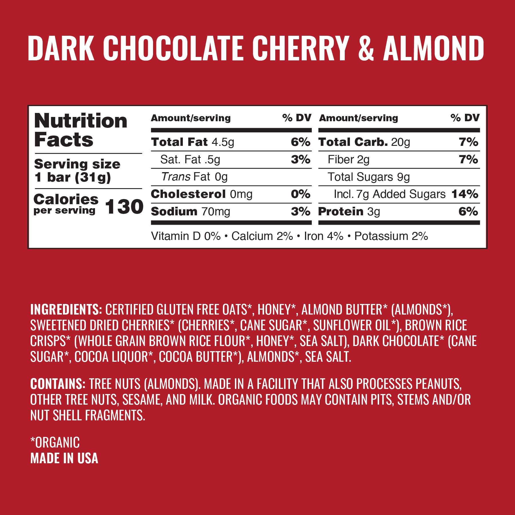 Dark Chocolate Cherry & Almond Kids Bars