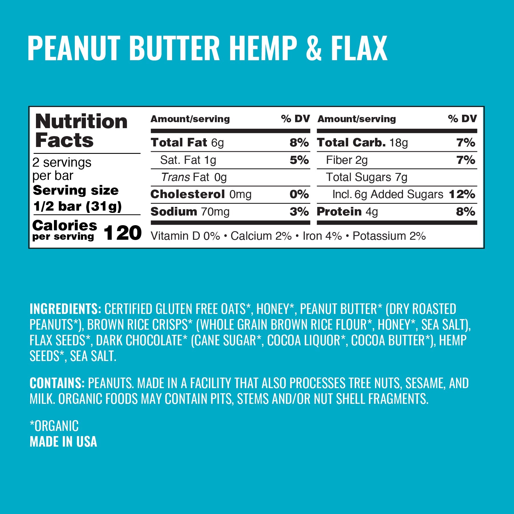 Peanut Butter Hemp & Flax Bars
